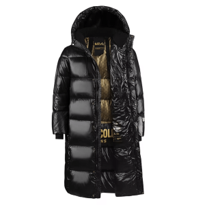 Doudoune noire homme longue brillante et imperméable